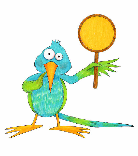 istock Cute Cartoon Hummingbird Holding A Blank Sign 154196191