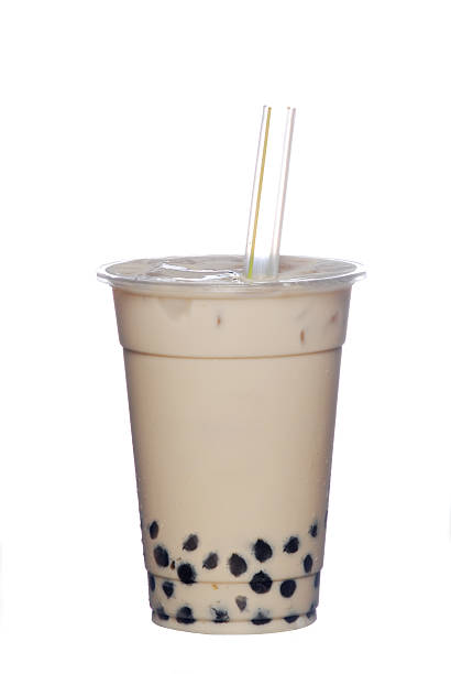 istock Light brown, pearl, milk tea with a straw 154197190