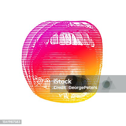 istock Close up of mouth screaming with glitch technique 1541987583