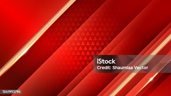 istock Luxury red and gold abstract background with triangle frame gold glitter light effect design 1541993795