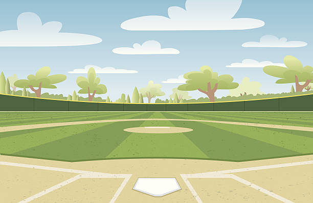 Baseball Diamond Vector illustration of a nicely groomed baseball field ready for the big game. sports field stock illustrations