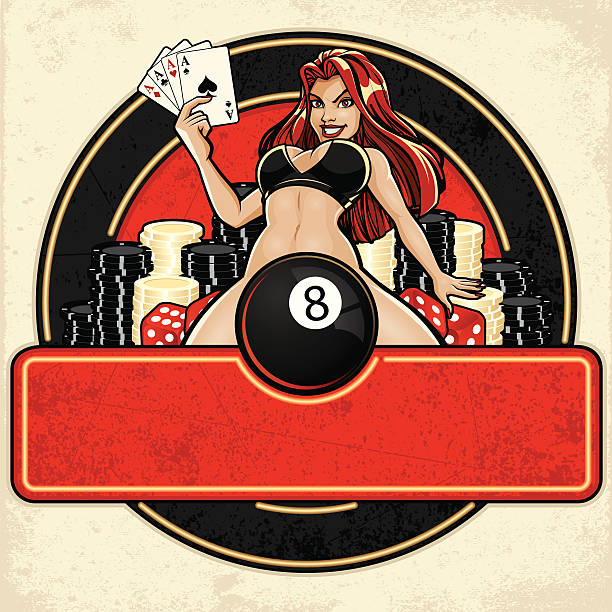 Aces High Casino Sign: Lady Luck Version vector art illustration
