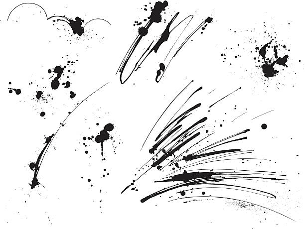 farba splatters: elementy i - paint splattered spray ink stock illustrations