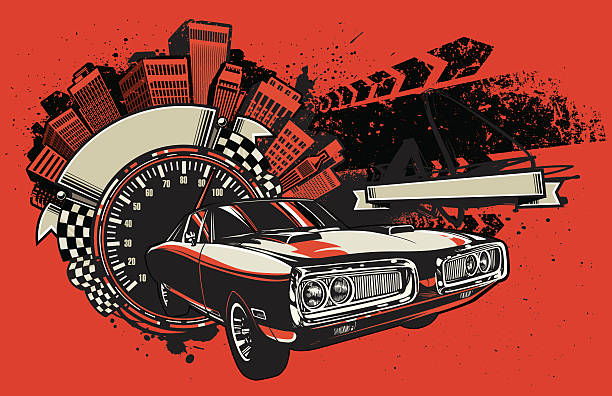 충전기 레이싱 디자인식 - street racing stock illustrations