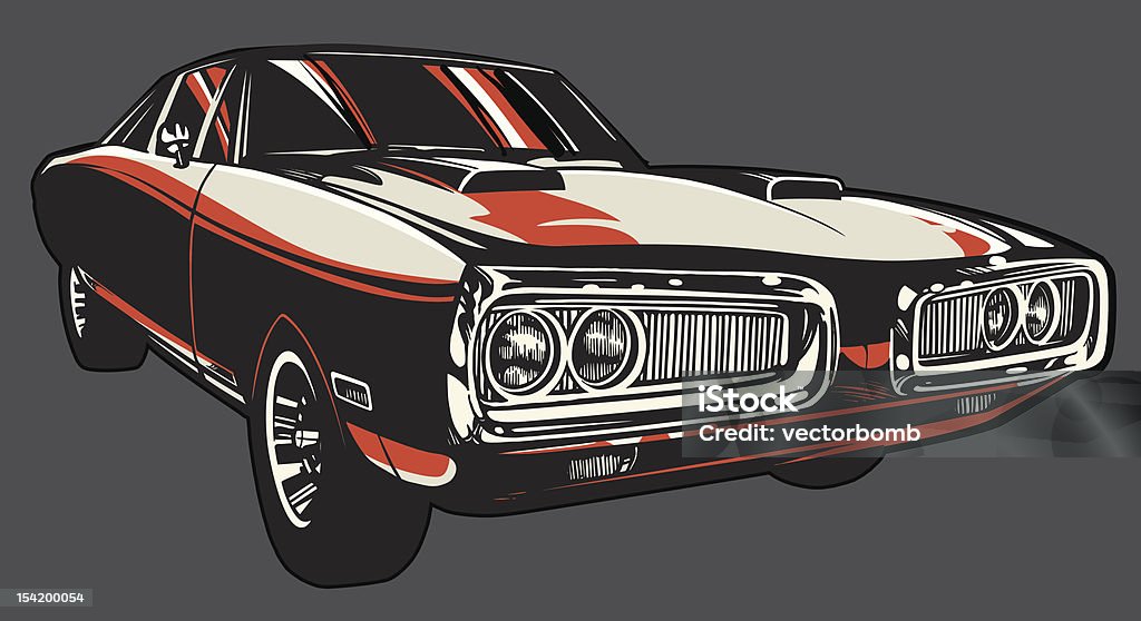 Vector Charger: Color Version Vector illustration of a Charger hot rod car on a gray background. Sports Car stock vector