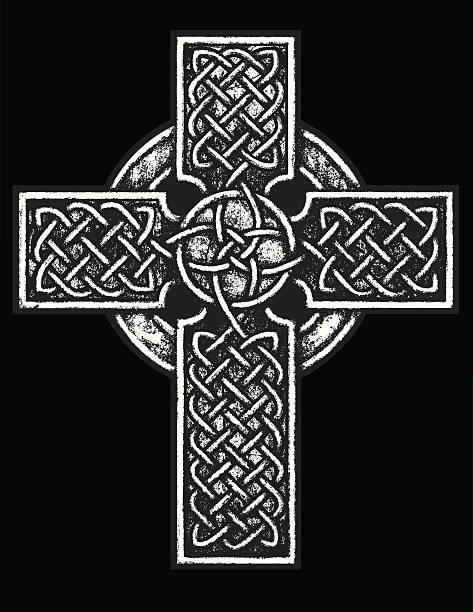 illustrations, cliparts, dessins animés et icônes de ancienne croix celtique: noir et blanc - celtic cross cross cross shape celtic culture