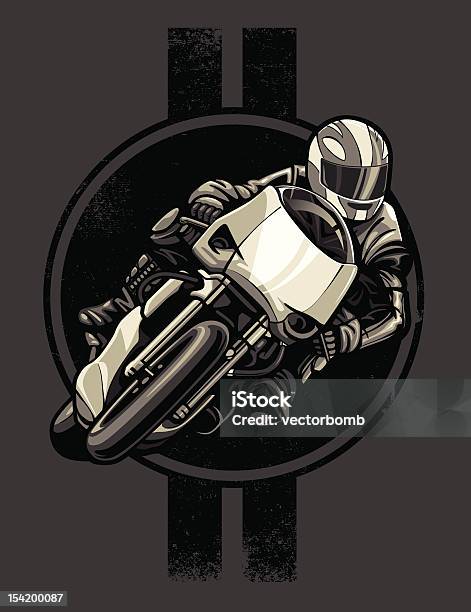 Sport Motorcycle Racer Retro Pinstripe Version Stock Illustration - Download Image Now - In Front Of, Motorcycle, Circle