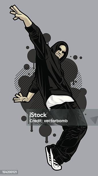 Male Hiphop Apparel Model Zipped Hoodie Dancer Stock Illustration - Download Image Now - Adults Only, City, City Life