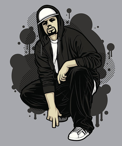 istock Male Hip-Hop Apparel Model: Zipped Hoodie Pose 154200126