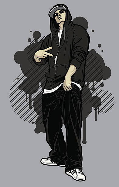 istock Male Hip-Hop Apparel Model: Zipped Hoodie Pose 154200127