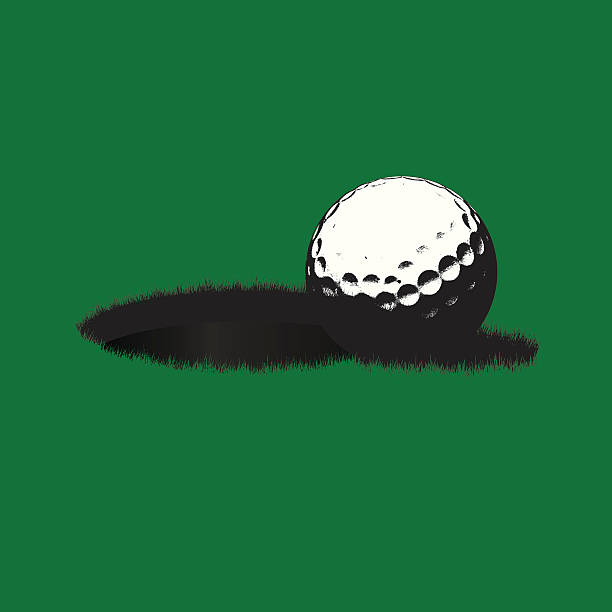 piłka do golfa w pobliżu otworu - putting green obrazy stock illustrations