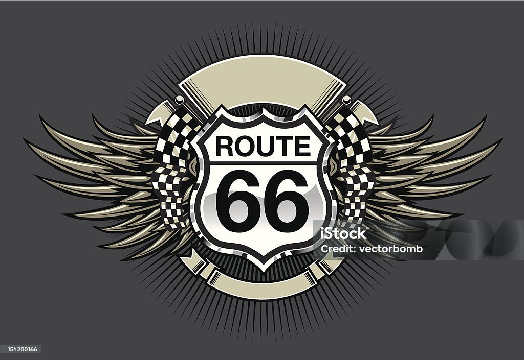 Route 66 corse Emblema - arte vettoriale royalty-free di Route 66