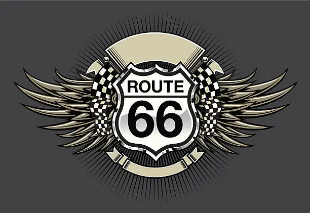 Vector illustration of Route 66 Racing Emblem