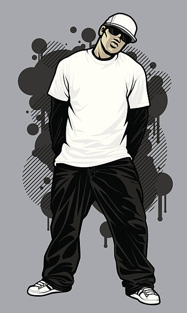 istock Male Hip-Hop Apparel Model: T-Shirt Pose 154200229