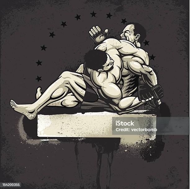 Brazilian Jiu Jitsu Fighters Kimura Tap Out Grunge Version Stock Illustration - Download Image Now