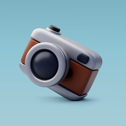 3d Vector Vintage Camera, Holiday Vacation, Time to Travel concept. Eps 10 Vector.