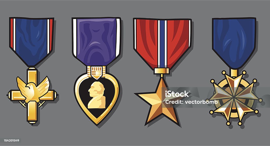 Set di medaglie guerra - arte vettoriale royalty-free di Forze armate