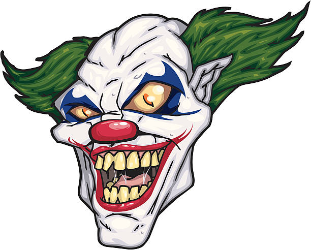 böse clown head - clown evil horror spooky stock-grafiken, -clipart, -cartoons und -symbole