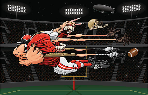 monster tackle (pro-nacht-version mit stadion - quarterback sack stock-grafiken, -clipart, -cartoons und -symbole