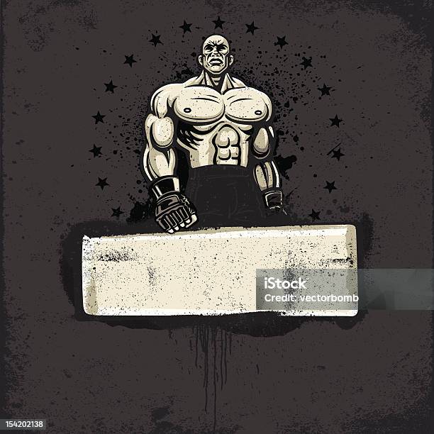 Ultimate Fighter Standing Pose Graffiti Grunge Banner Version Stock Illustration - Download Image Now