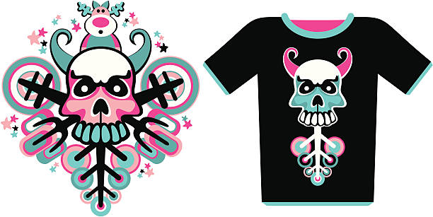 composition with a skull and T-shirt vector art illustration