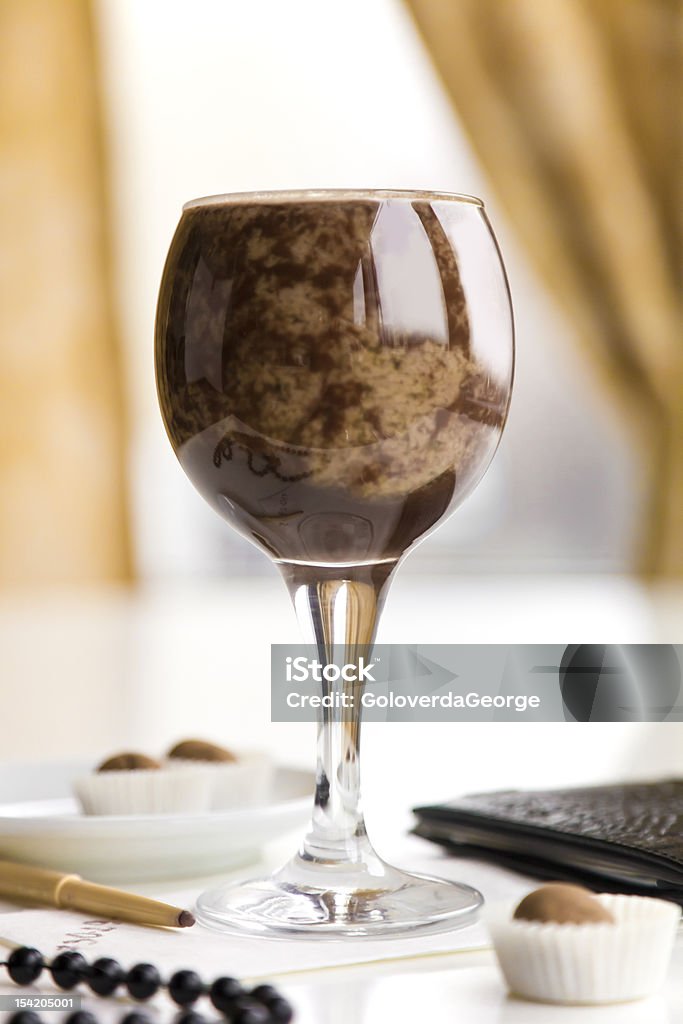 The glass of chocolate cocktail Bead Stock Photo