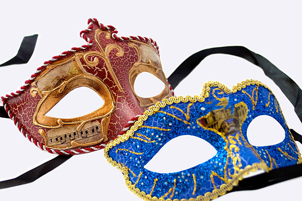 istock Two Venetian carnival masks on white background 154205145