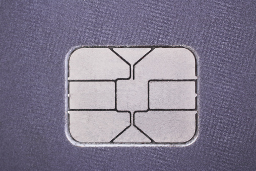 Credit card chip close up