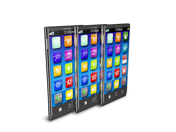 istock Set of color touchscreen smartphones isolated 154205819