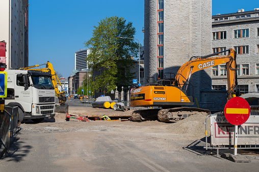 Roermond, the Netherlands, - June 20, 2019. Preparation for making a tunnel in the city center for a new highway.