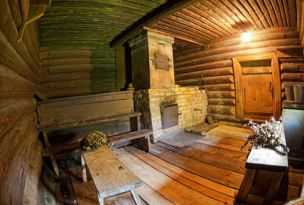 istock Interior of the Russian bath with stove 154207278