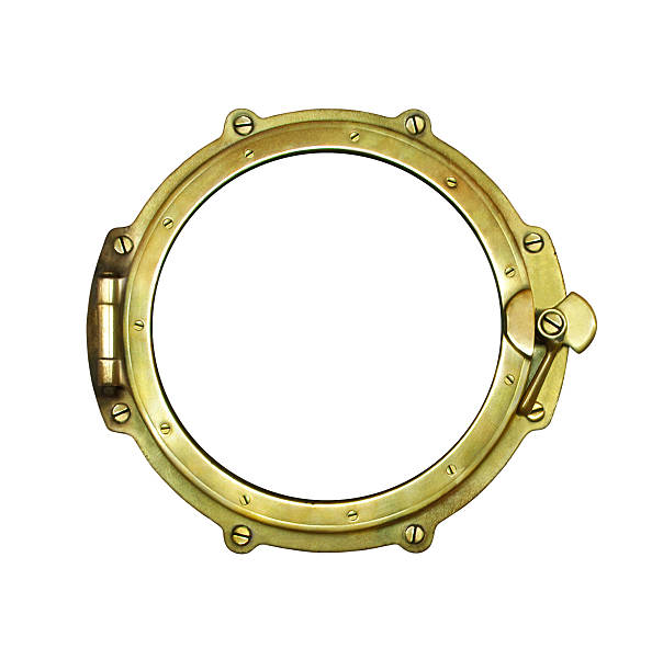 istock Gold porthole isolated on white background 154207452