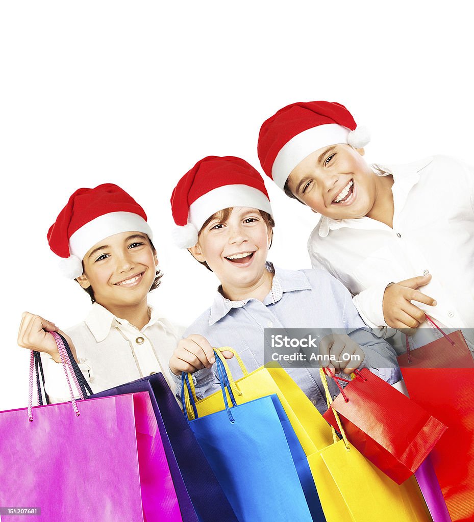 Happy Santa Jungs mit Geschenken - Lizenzfrei Ausverkauf Stock-Foto