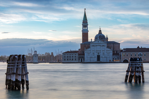View of San Giorgio Maggiore from Punta della Dogana in Venice at early morning