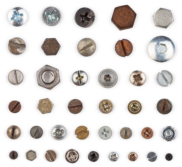 Screws and Bolts (clipping path) Screws and bolts in different sizes, shapes and conditions. Every one with individual clipping path. rust bolt stock pictures, royalty-free photos & images