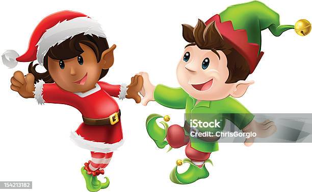 Christmas Elves Dancing Stock Illustration - Download Image Now - Christmas, Dancing, African Ethnicity