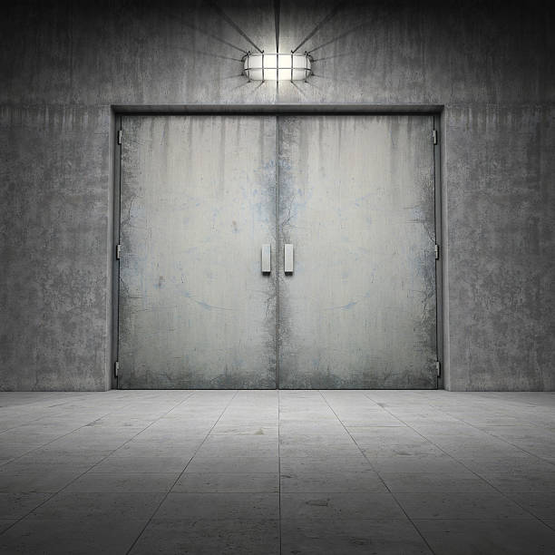 istock Building made ​​of concrete with door 154215381