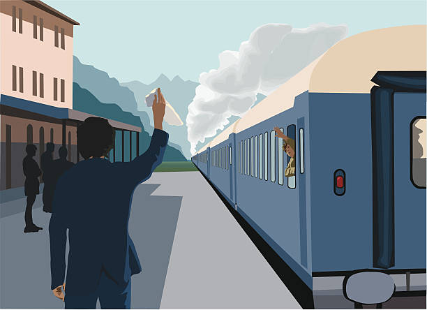 Travel by train vector art illustration