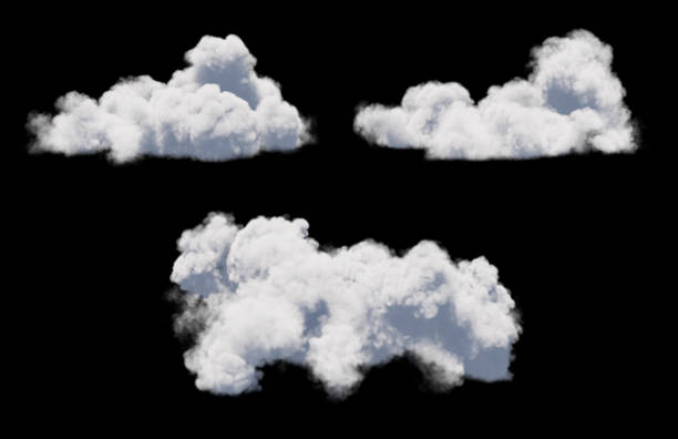 istock Clouds set isolated on transparent background. White cloudiness, mist or smog background. 3d render 1542154807