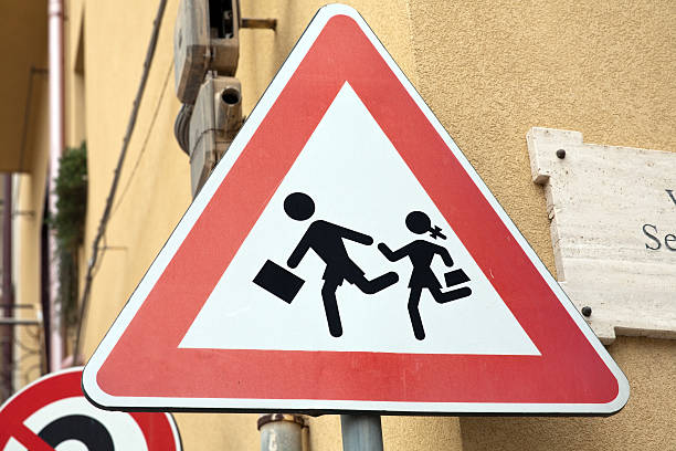 Beware of children sign stock photo