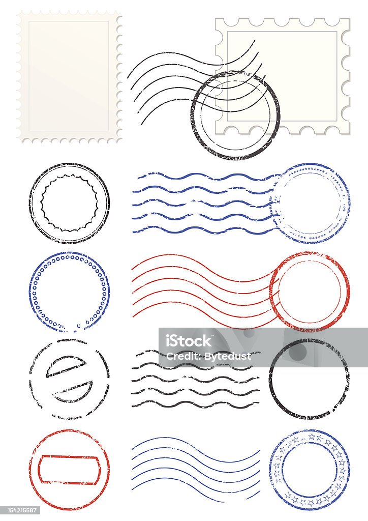 Ensemble de timbres postmarks et - clipart vectoriel de Cachet de la poste libre de droits