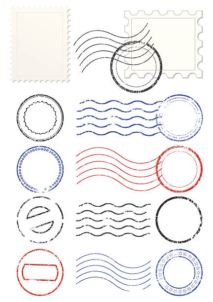 zestaw postmarks i znaczki - postmark stock illustrations