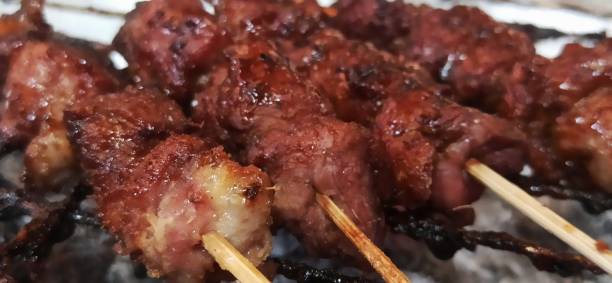 istock Grilled goat satay after being seasoned 1542159451