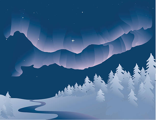 Northern Lights Vector based illustration of the Northern Lights, or Aurora Borealis alaska northern lights stock illustrations
