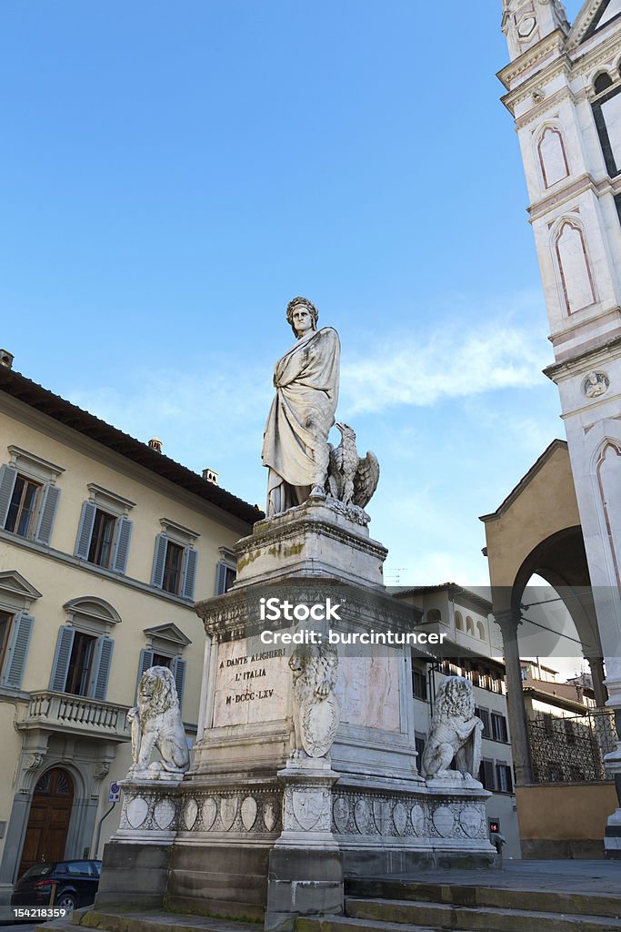 Statue von Dante Alighieri in der Piazza di Santa Croce-Florence - Lizenzfrei Architektur Stock-Foto