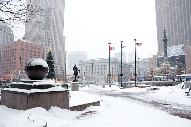 Downtown Cleveland with Snow
