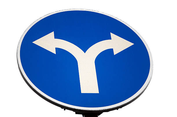 istock Left and right crossroad traffic sign 154221336