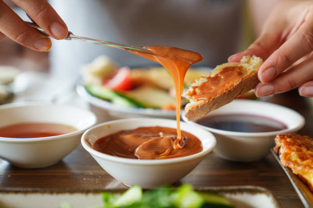 istock Milk Caramel Spread in Turkish Breakfast 1542227644