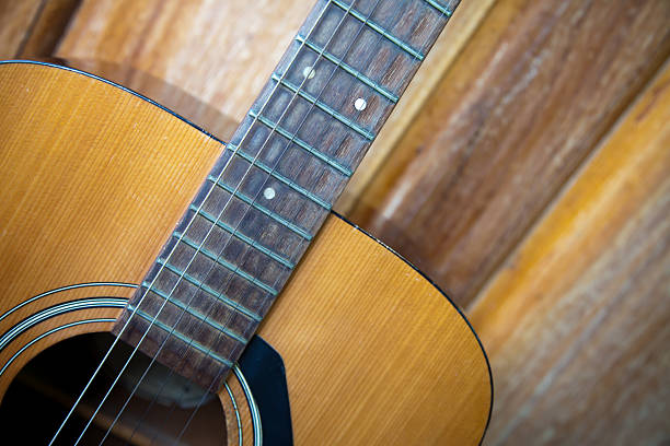 istock The guitar on wood background 154224980