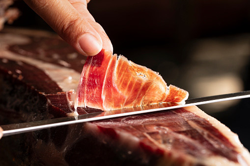 iberian ham is a gourmet product made from the meat of free-range acorn-fed iberian pigs. it is famous for its intense and aromatic flavour, and is usually served as an appetizer or tapa.